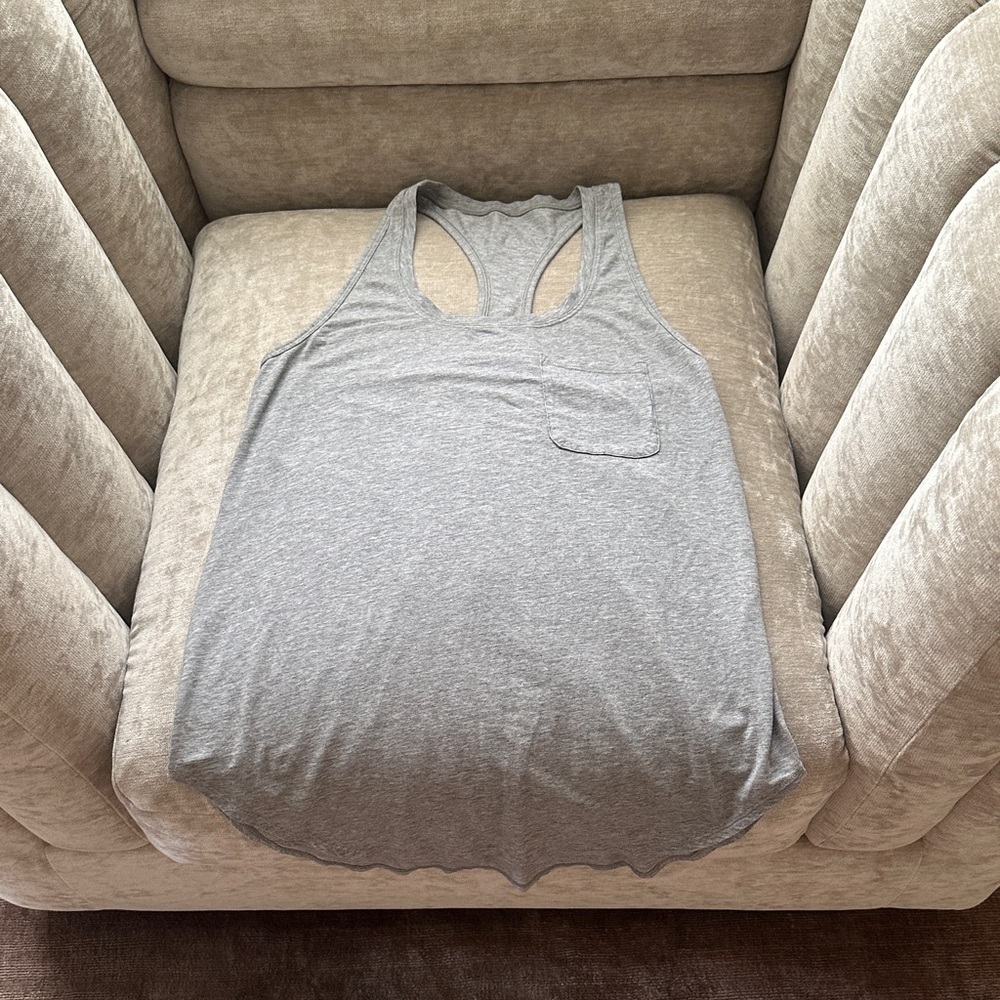 Lululemon gray Racerback tank top with front pocket detail
